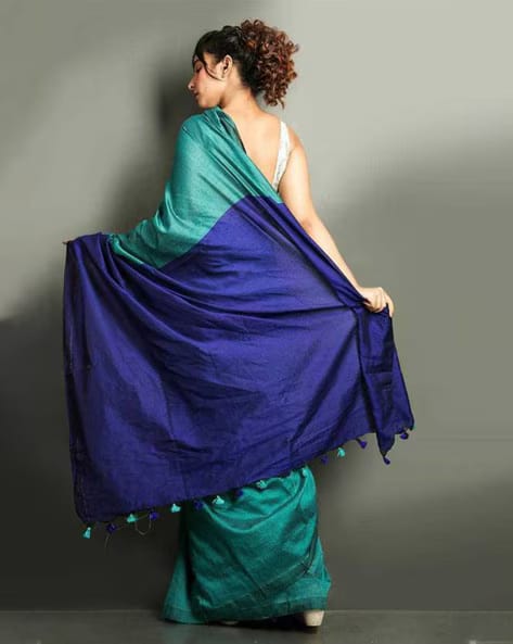 Shades of Blue Khadi Cotton Saree