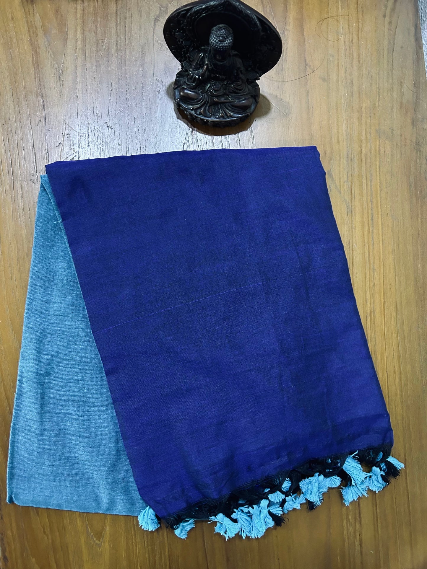 Shades of Blue Khadi Cotton Saree