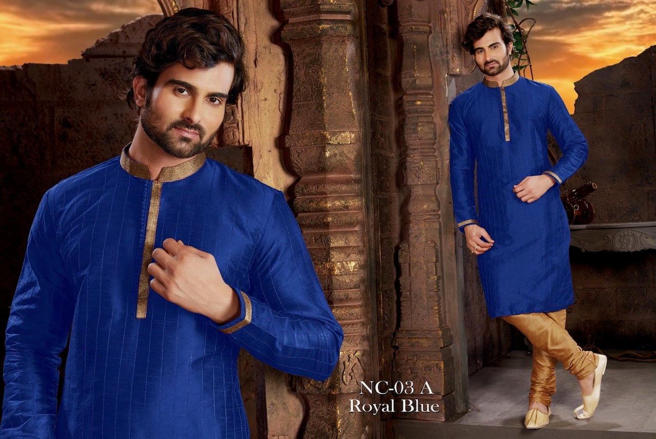 Solid Linen Silk Men's Kurta Pajama Set