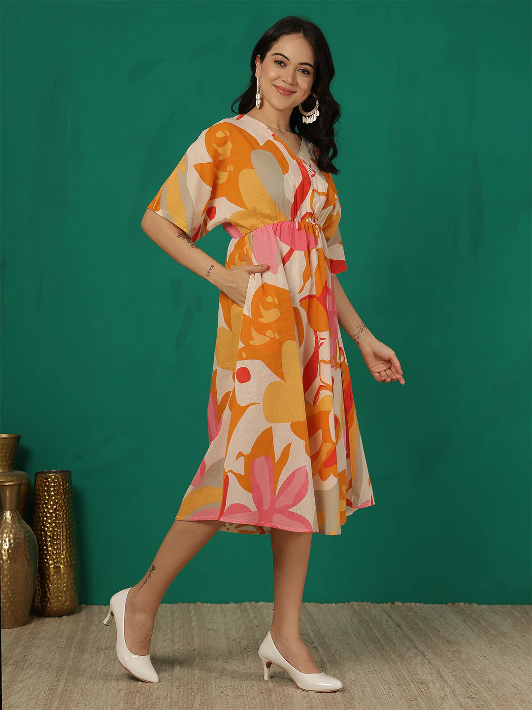 Multi Floral printed Cotton Dress