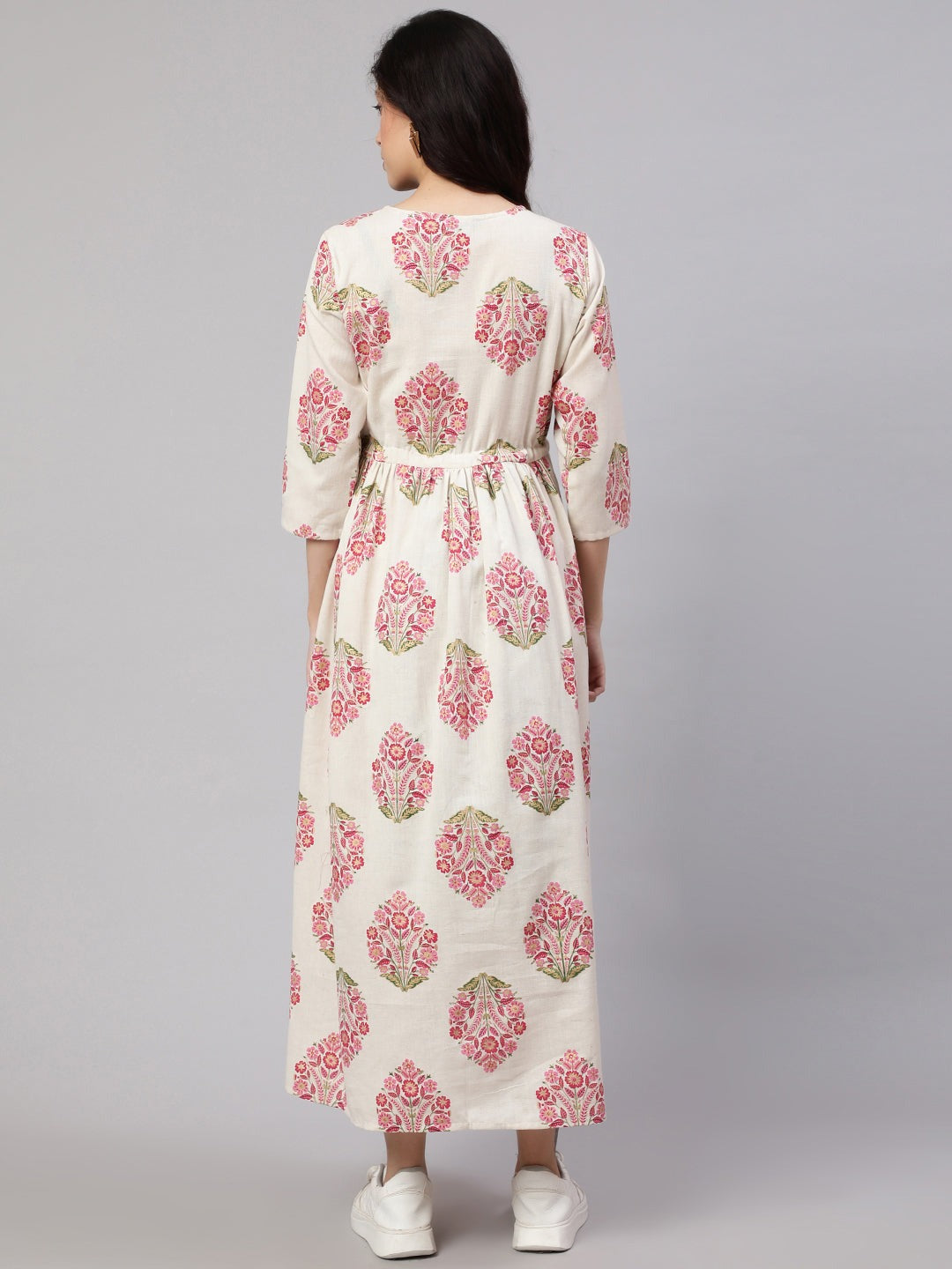 Off White Block printed Cotton Maternity Dress