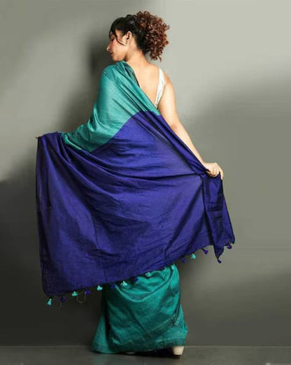 Shades of Blue Khadi Cotton Saree