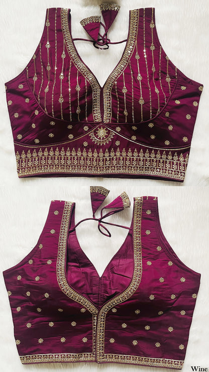 Silk Embroidered Saree Blouse