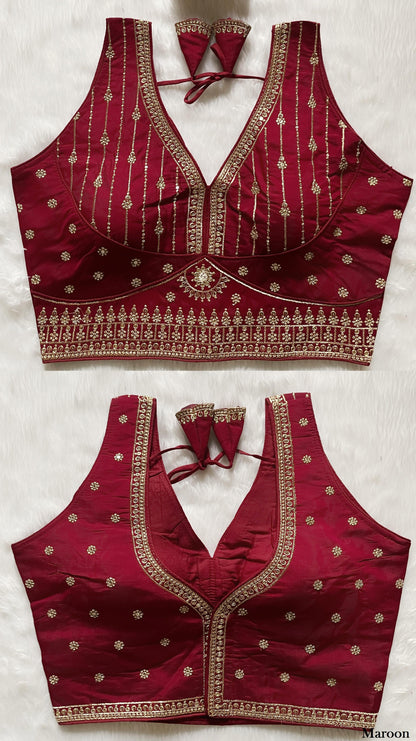 Silk Embroidered Saree Blouse