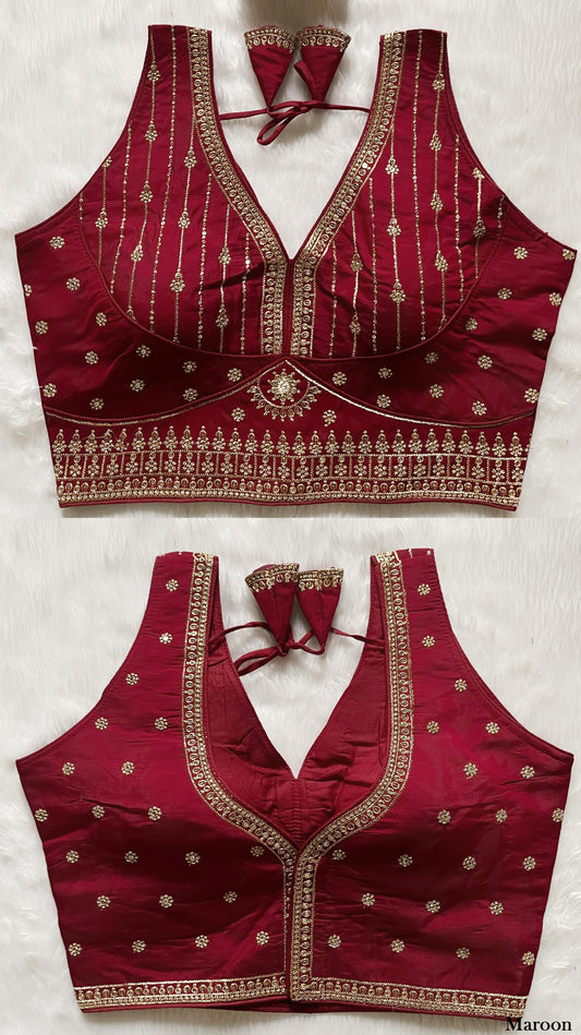 Silk Embroidered Saree Blouse