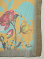 Solid Mustard Rayon Embroidered kurti palazzo with printed dupatta