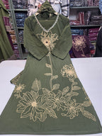 Printed Embroidered Cotton Kurti  Pants Set with Dupatta