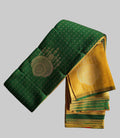 Silver Gold  Zari Woven Motifs & Stripes Semi Silk Saree with Contrast Border