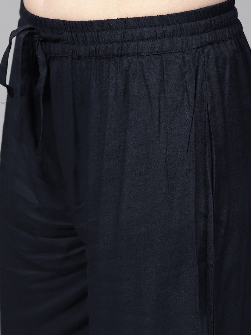 Grey Blue Printed Cotton Kurti Palazo Set (S to 4XL)