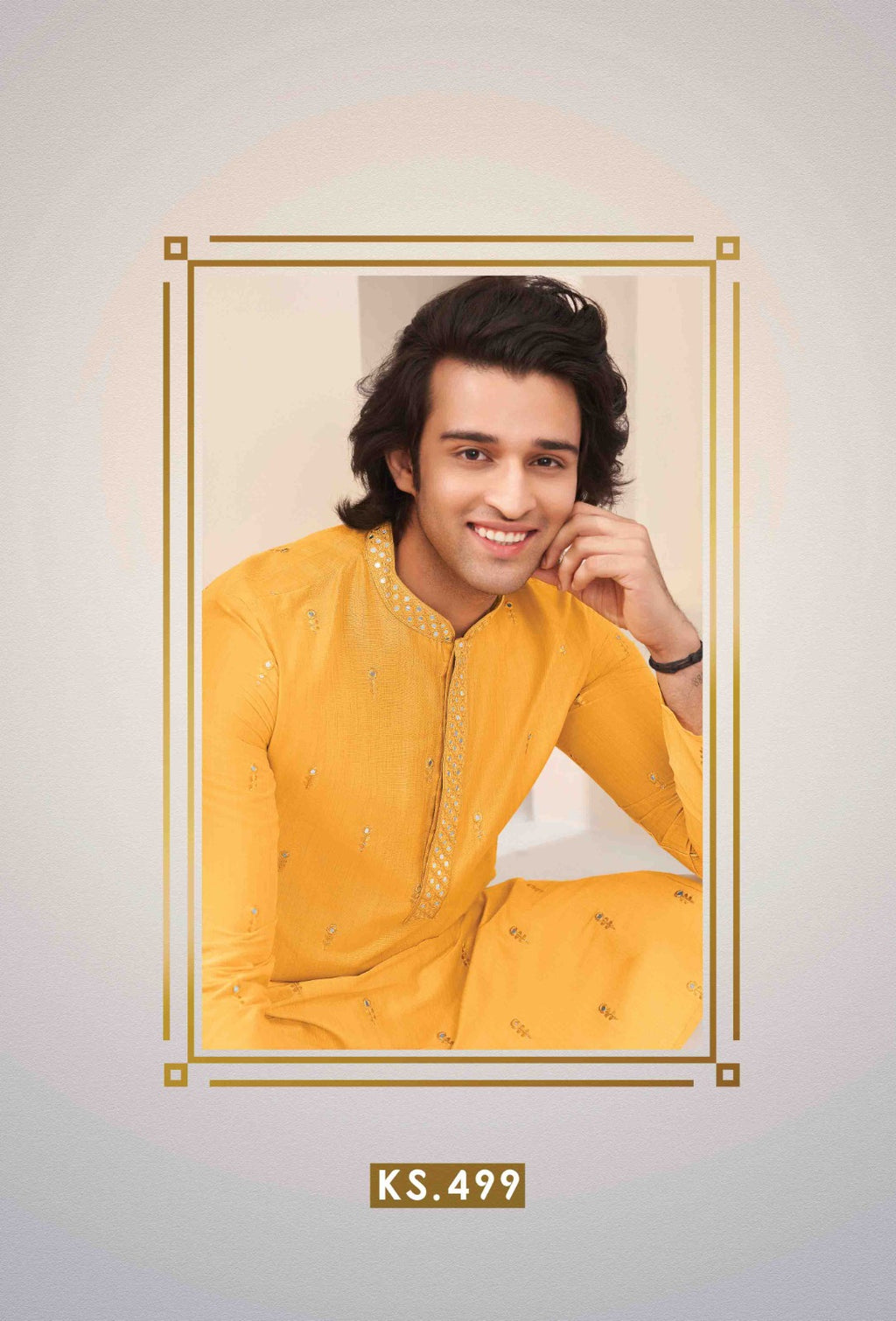 Cotton Silk  Men's Kurta  Set With Embroidery & Mirror work