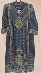 Navy Blue Crepe Silk Hand embroidered kurti Set