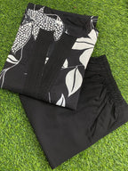Black White Floral Printed Cotton Kurti Plazoo Set