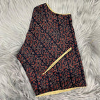 Black & Maroon Printed Cotton Saree Blouse