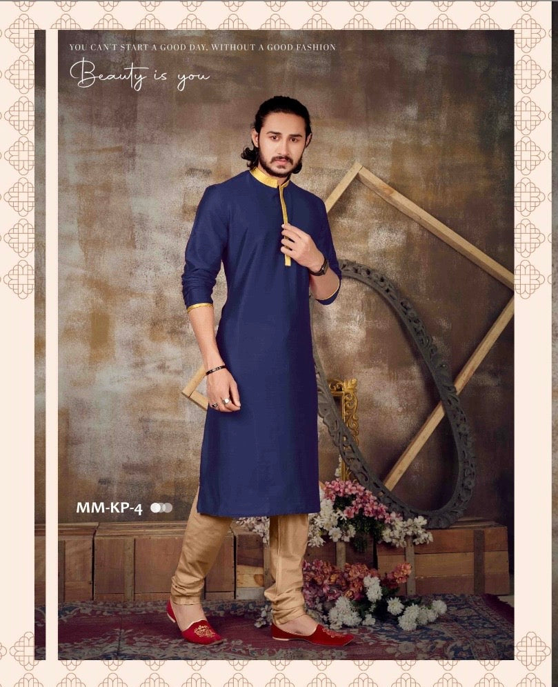 Solid Semi Silk  Men's Kurta Pajama Set