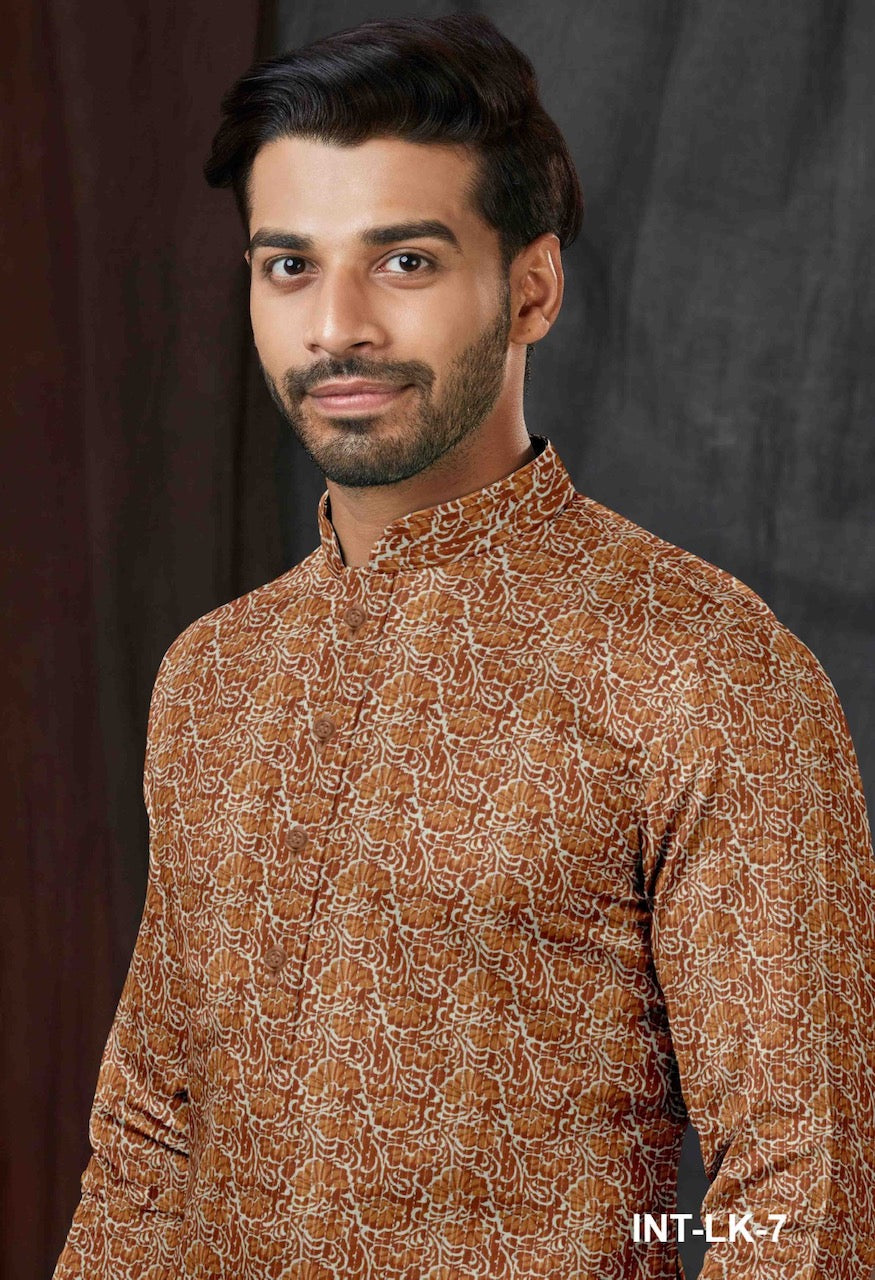 Jaipur Kantha Cotton  Printed Kurta for Men (Top Only)