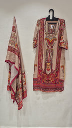 Off white Crepe silk Hand embroidered kurti Set