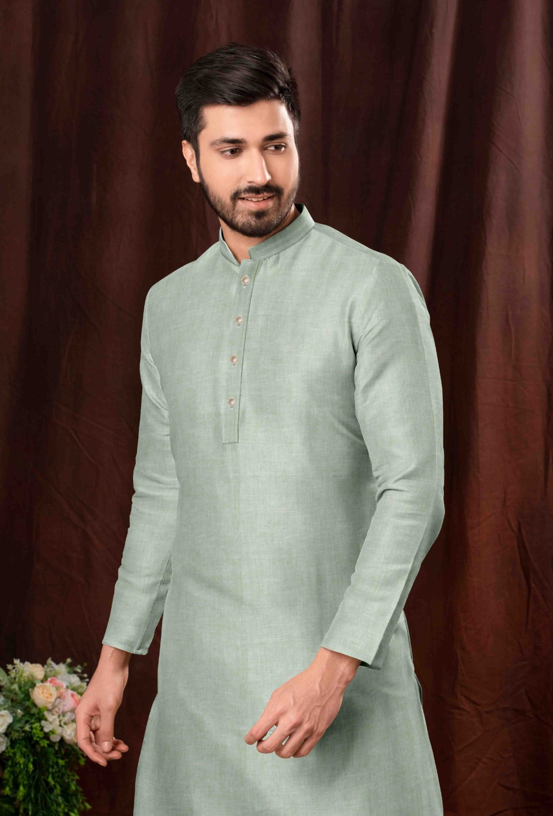 Linen Cotton Men's Kurta Top (Top Only)