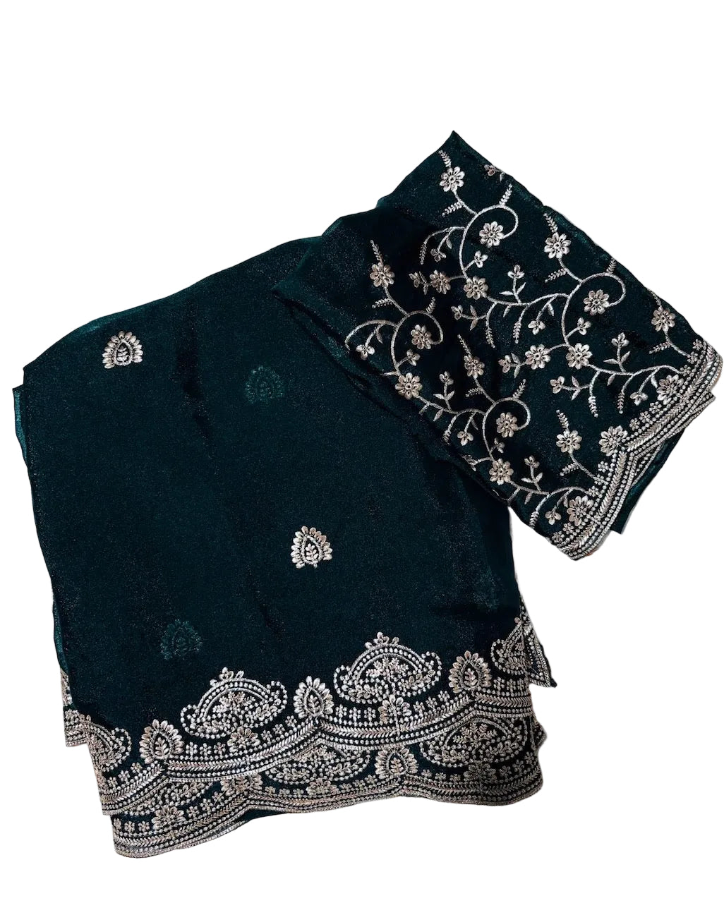 Solid Gold Zari Embroidered Georgette Sarees with Running blouse piece