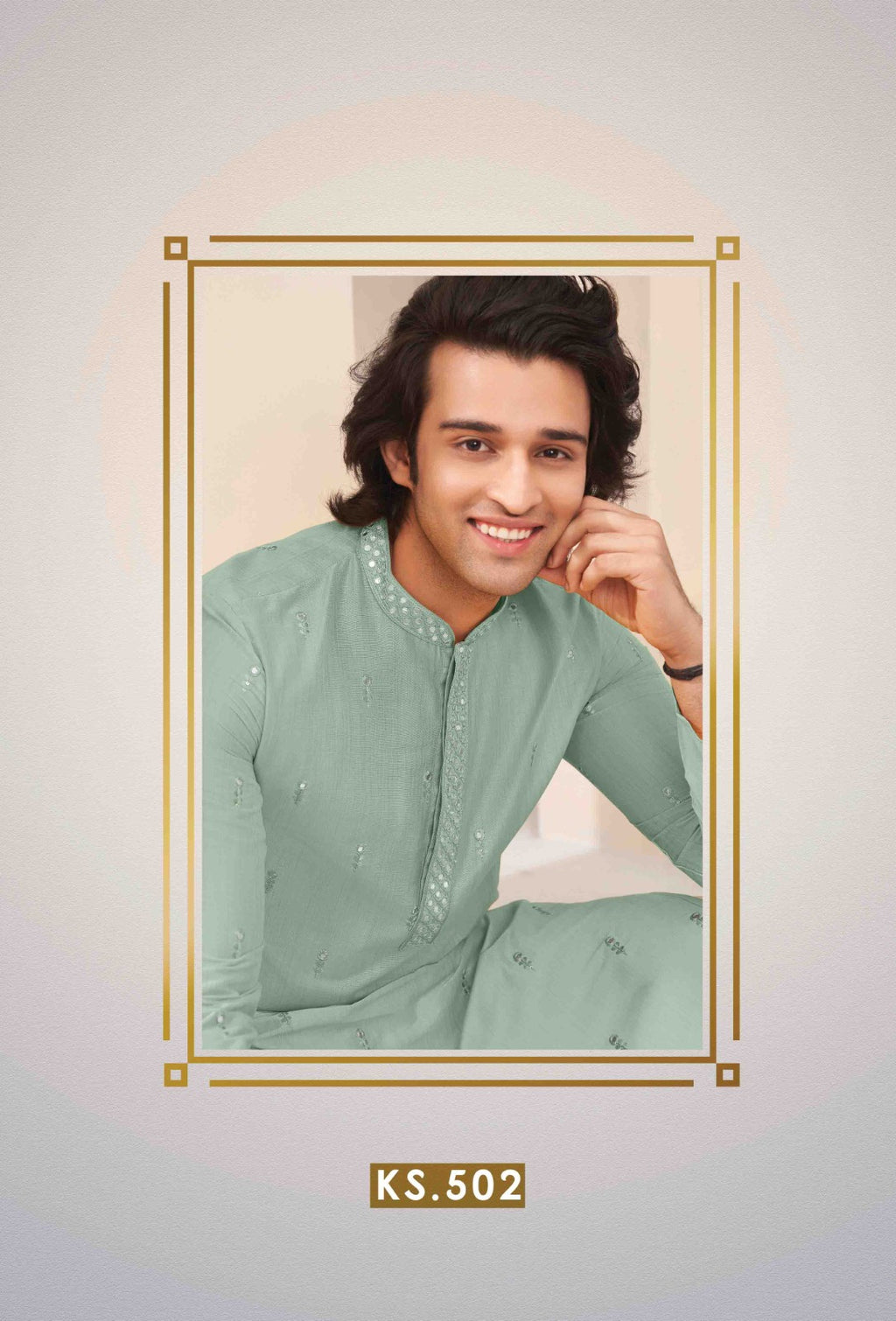 Cotton Silk  Men's Kurta  Set With Embroidery & Mirror work
