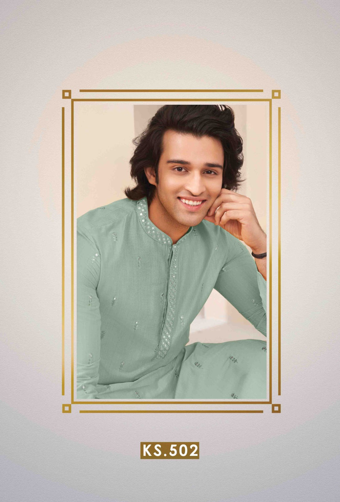 Cotton Silk  Men's Kurta  Set With Embroidery & Mirror work