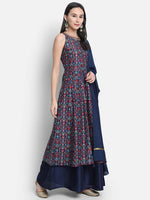 Load image into Gallery viewer, Blue Printed Kurta Palazzo with Dupatta set
