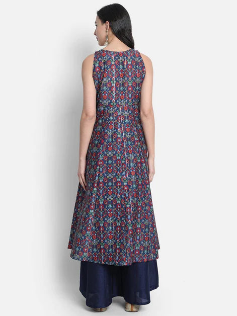 Blue Printed Kurta Palazzo with Dupatta set