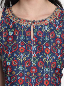 Blue Printed Kurta Palazzo with Dupatta set