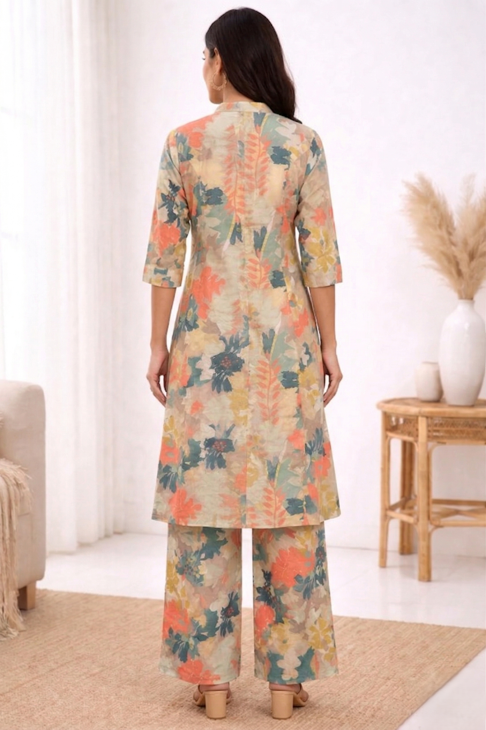 Multi Printed Cotton Blend Co-Ord Set