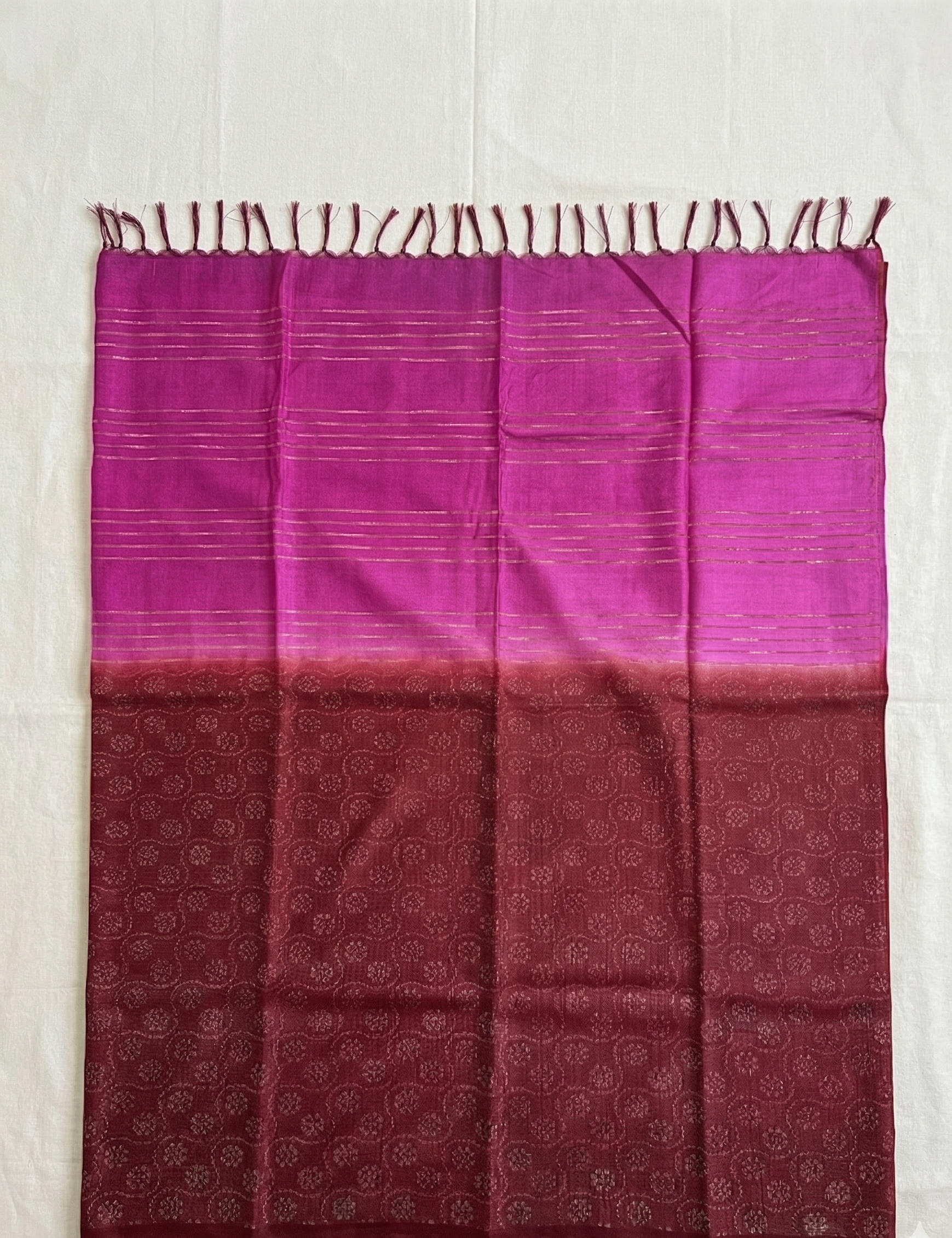 Dupion Silk Kantha woven Handloom Saree