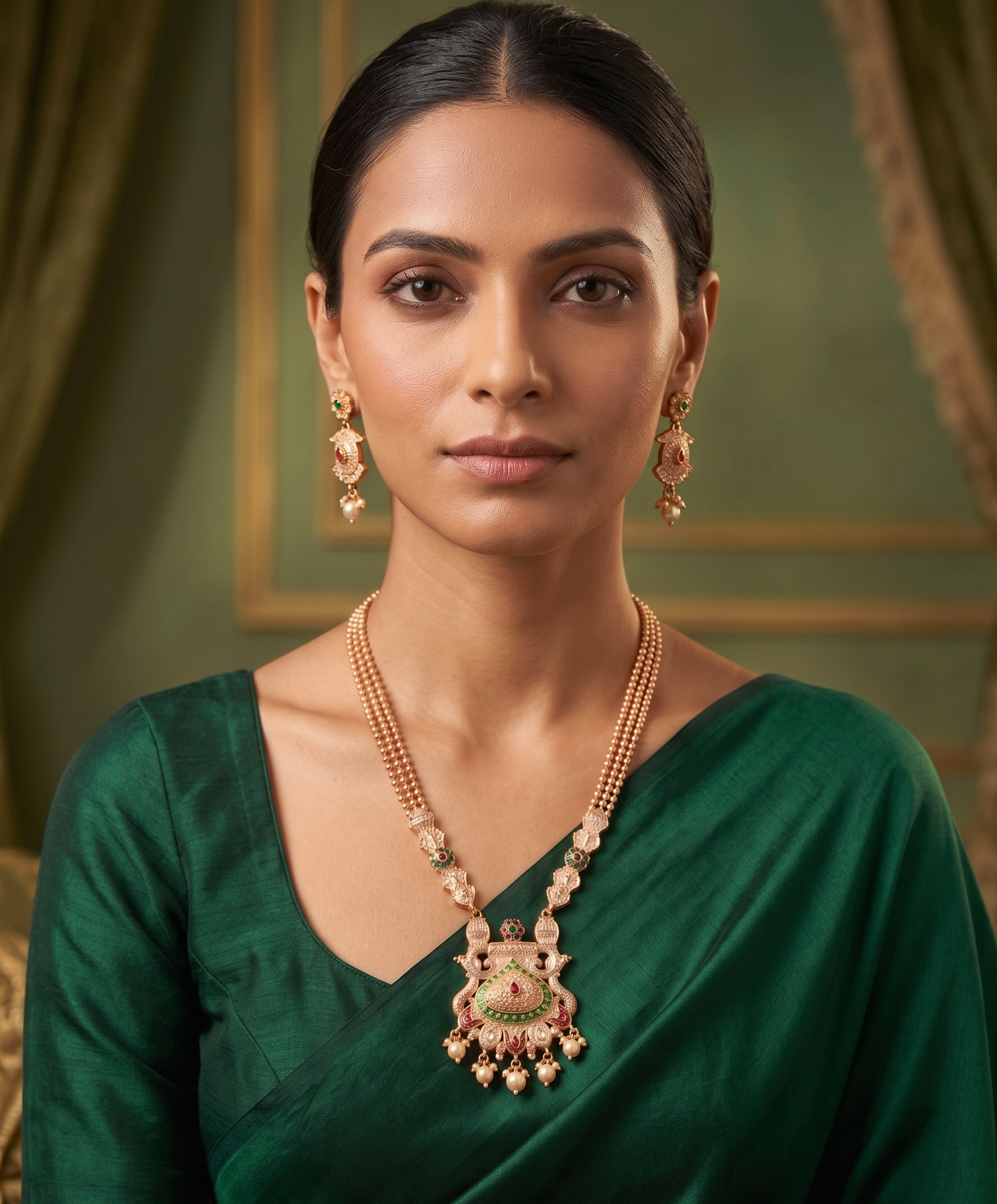 Gold toned Necklace  Earrings Set
