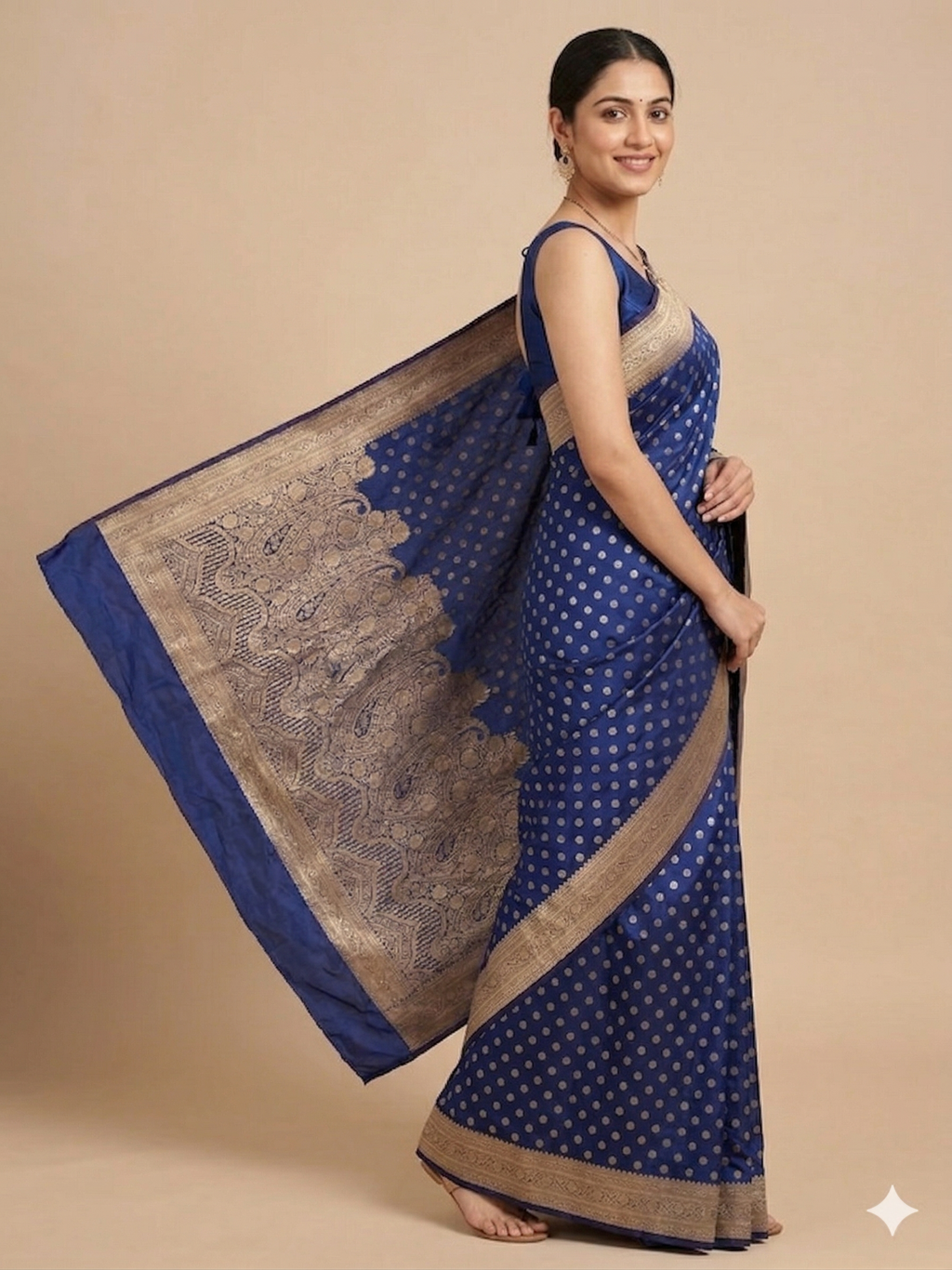 Navy & Gold Katan Silk Banarsi Saree