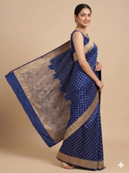 Navy & Gold Katan Silk Banarsi Saree