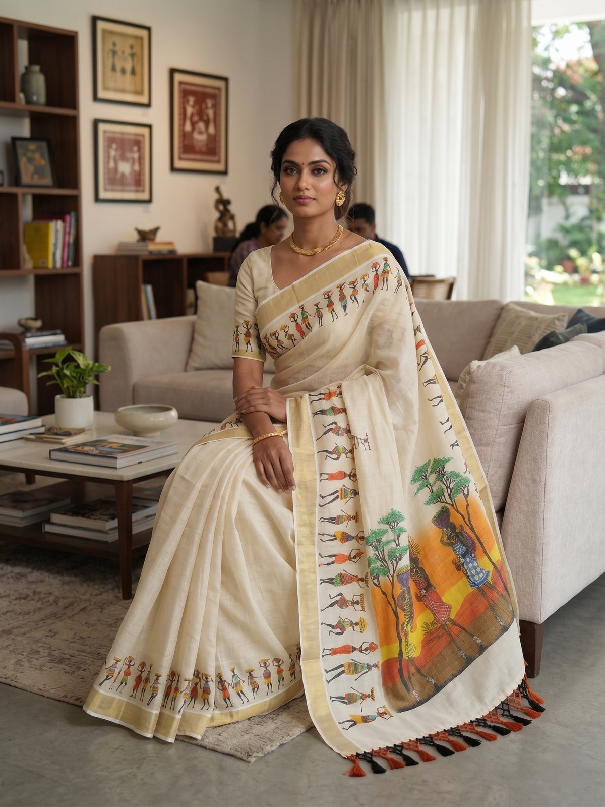 Digital Printed Tissue Cotton Saree