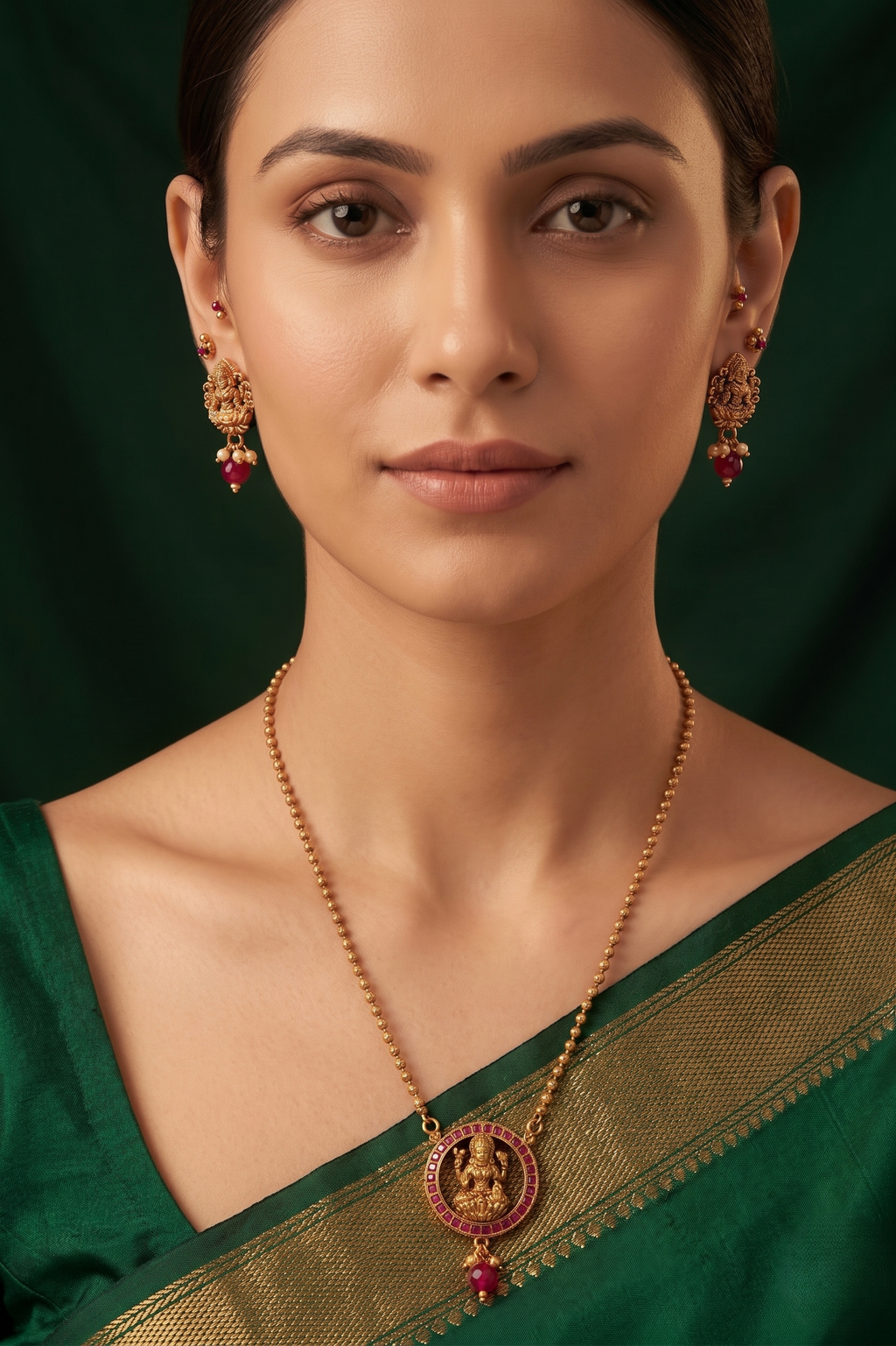 Gold Plated Necklace  Earrings Set