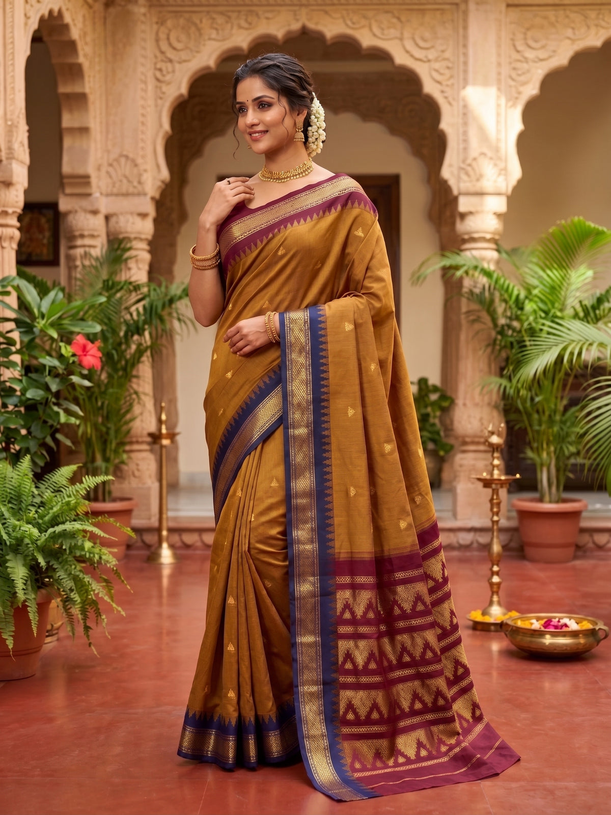 Kalyani Cotton Saree with Ganga Jamuna Border
