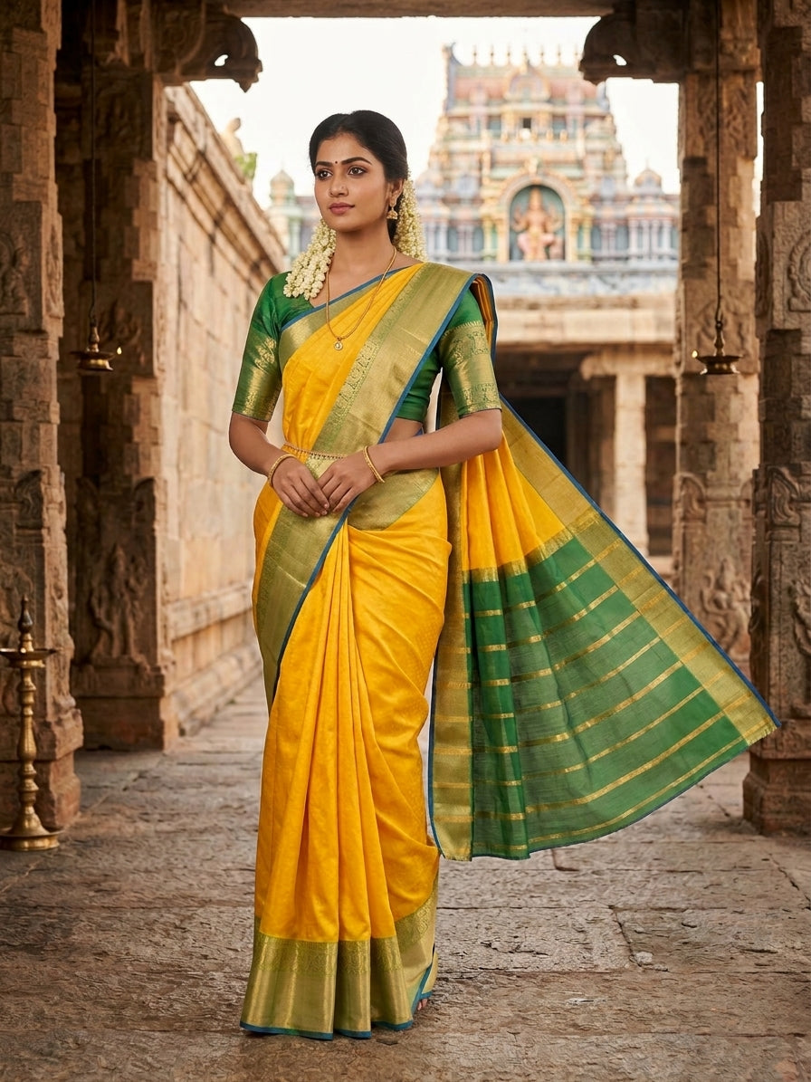 Emossed Design Soft Silk Saree with Contrast Pallu