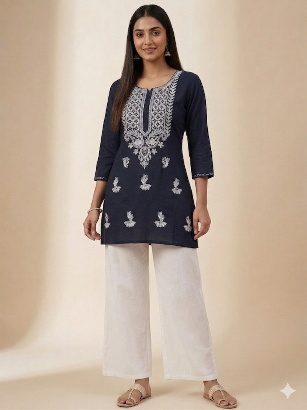 Lucknowi Chikankari Rayon Short Kurti Top