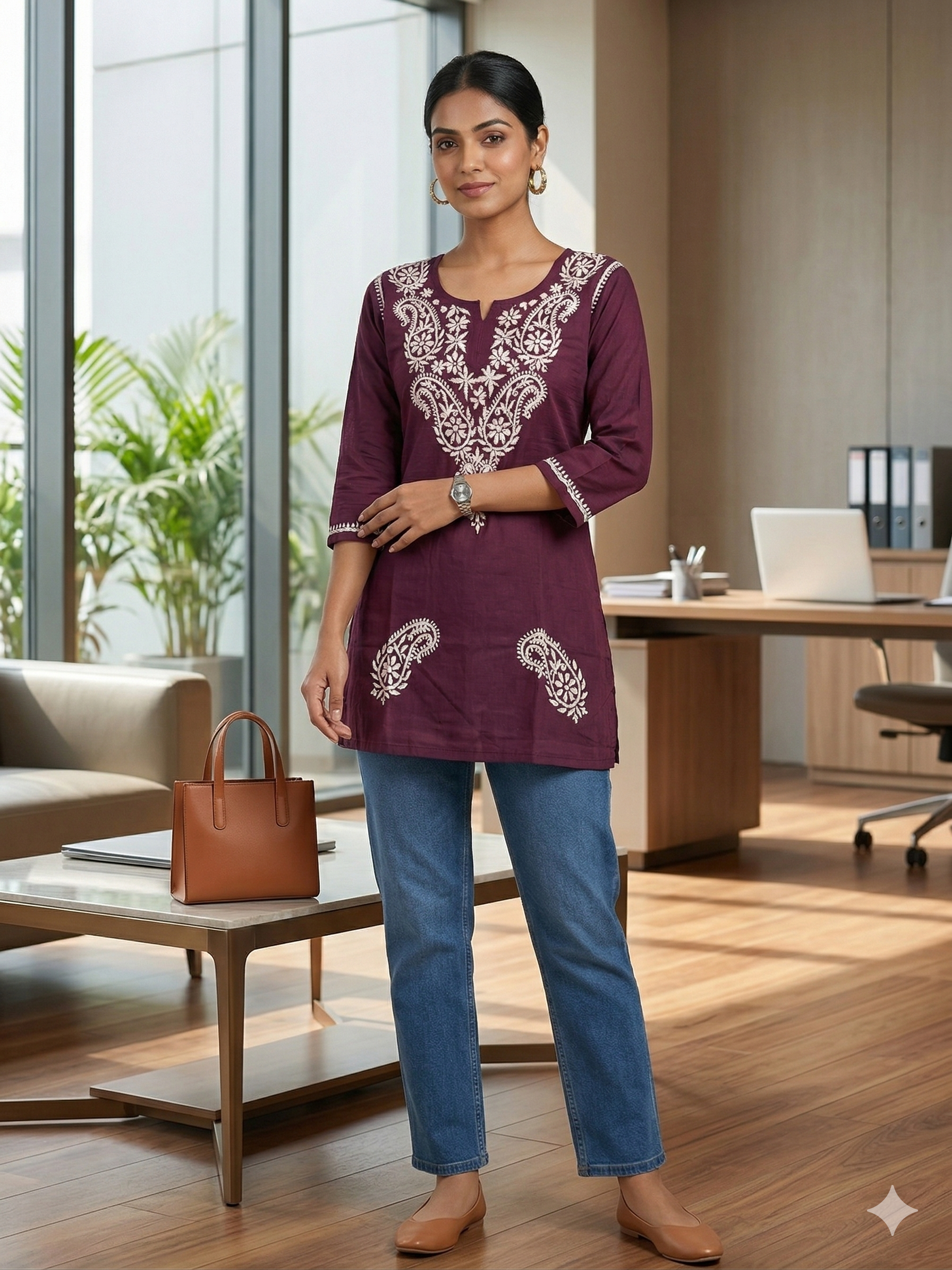 Pure cotton Luknowi Chikankari Short Kurti Top