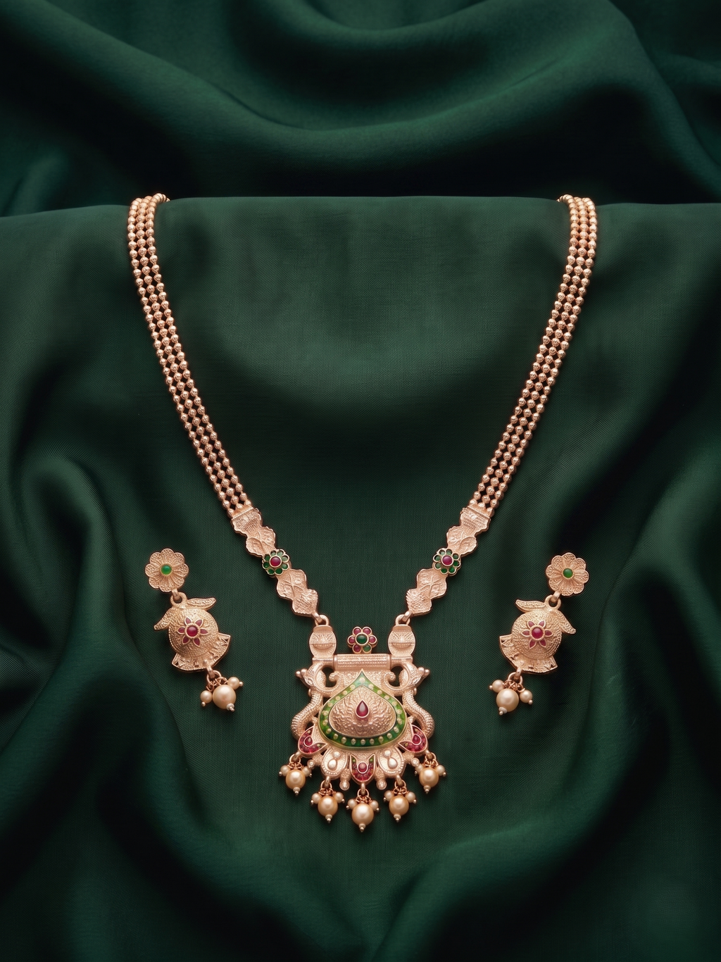 Gold toned Necklace  Earrings Set