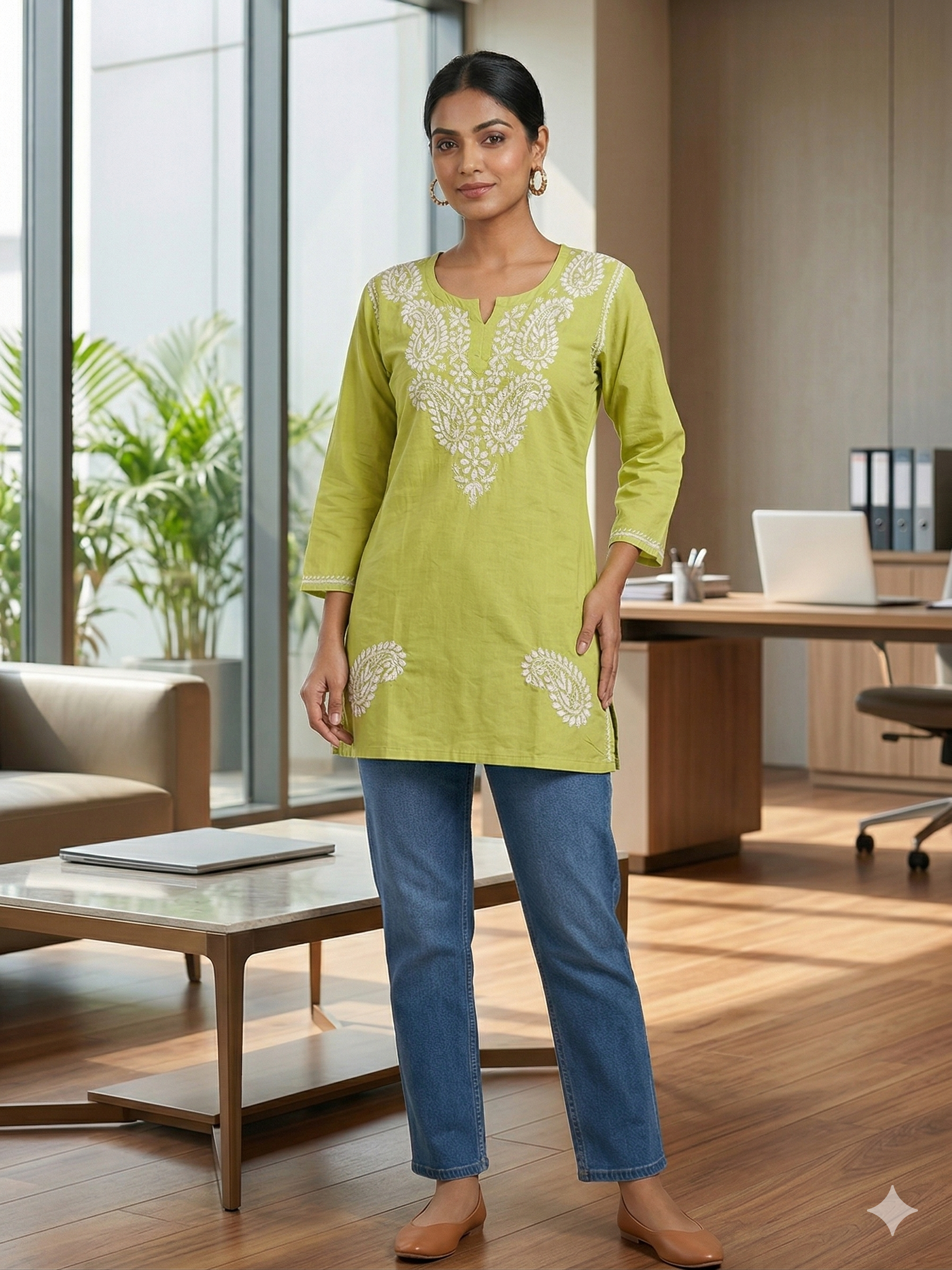 Pure cotton Luknowi Chikankari Short Kurti Top