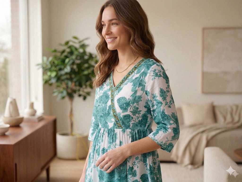 Floral Printed Soft Cotton Peplum Top