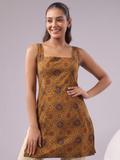 Ajrak Cotton Sleeveless Short Kurtis