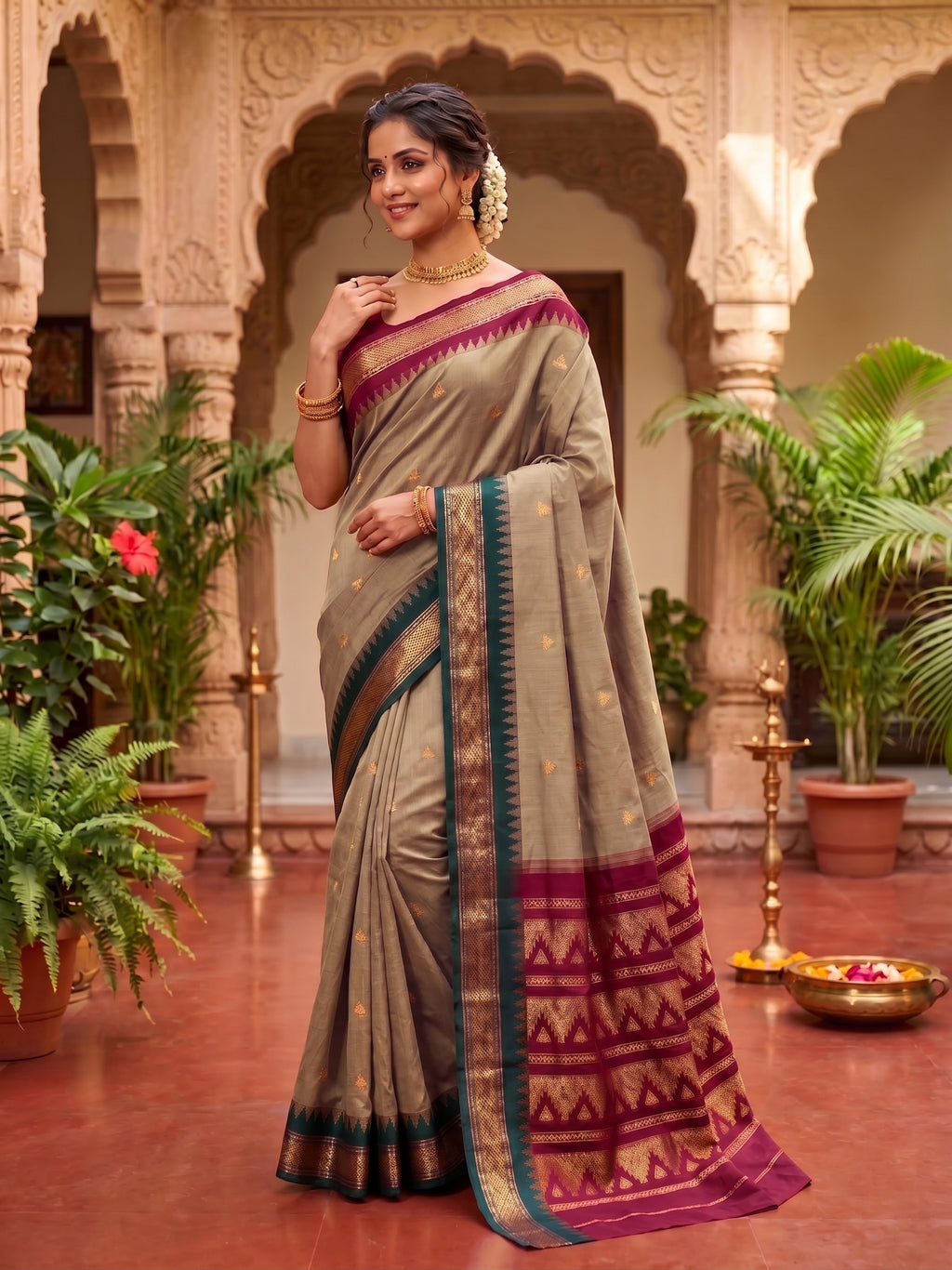 Kalyani Cotton Saree with Ganga Jamuna Border