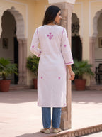 Pure Cotton White Chikankari Kurti Top