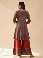 Pure cotton Medium Length Anarkali Kurti With Wide Leg Palazzo
