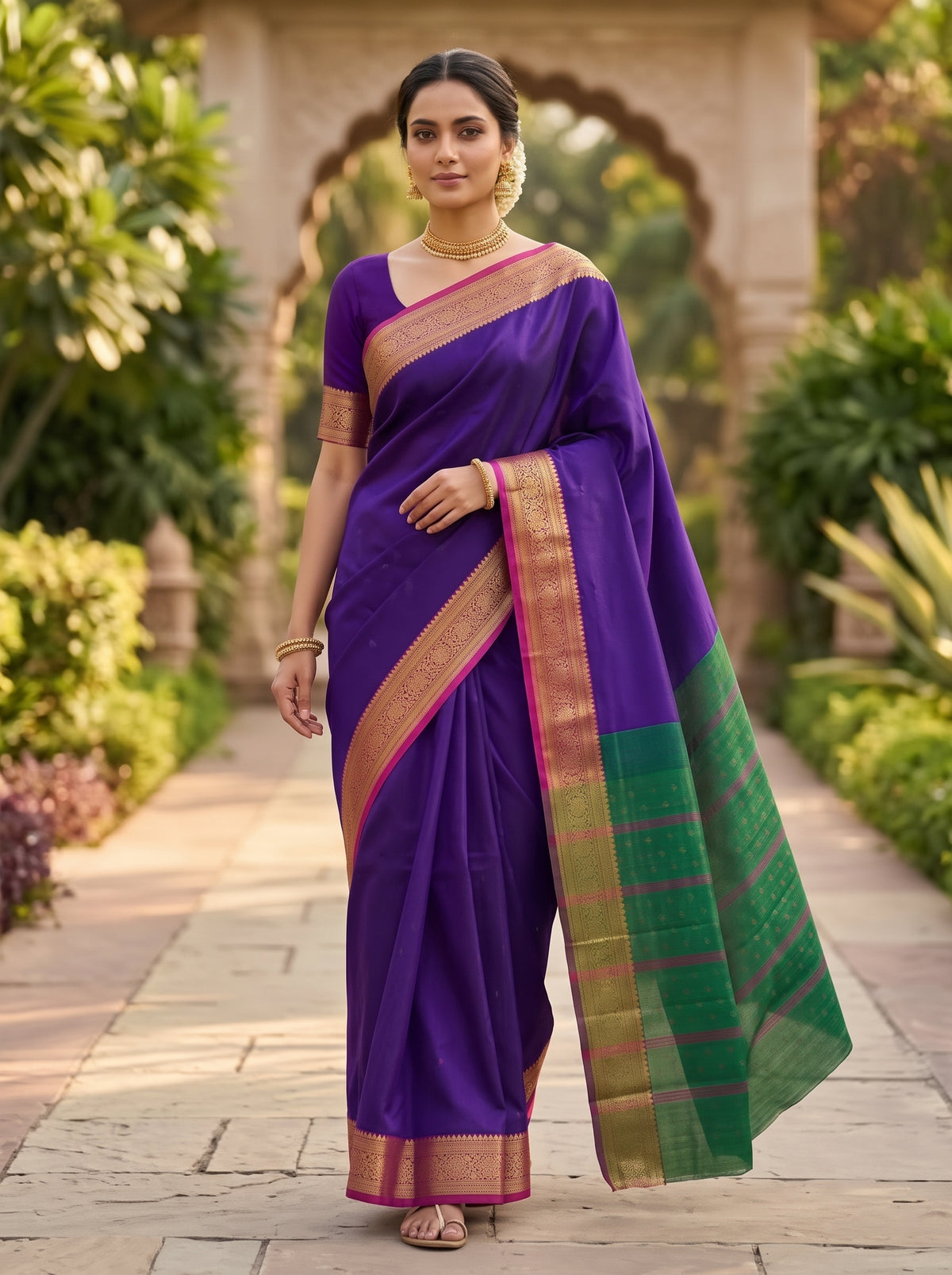Embossed Design Soft Silk Saree with Contrast Pallu