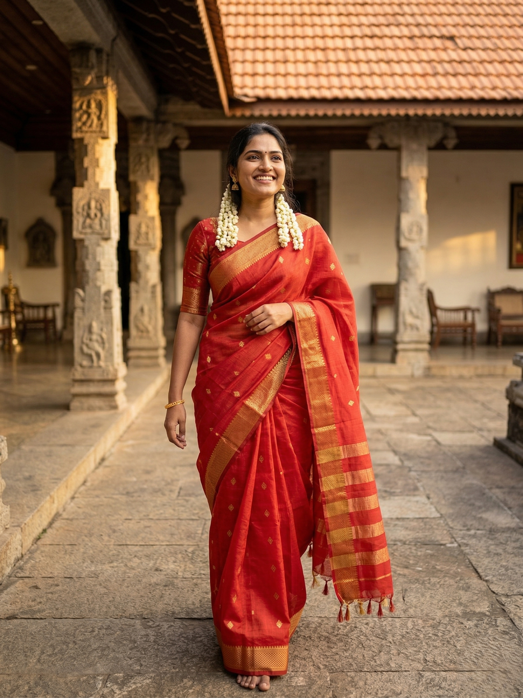 Kotta Mulberry Silk Handloom Saree with Hand made Zari Border