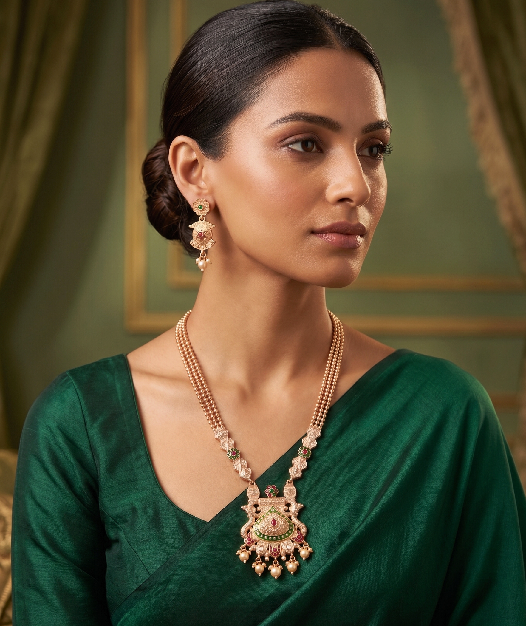 Gold toned Necklace  Earrings Set