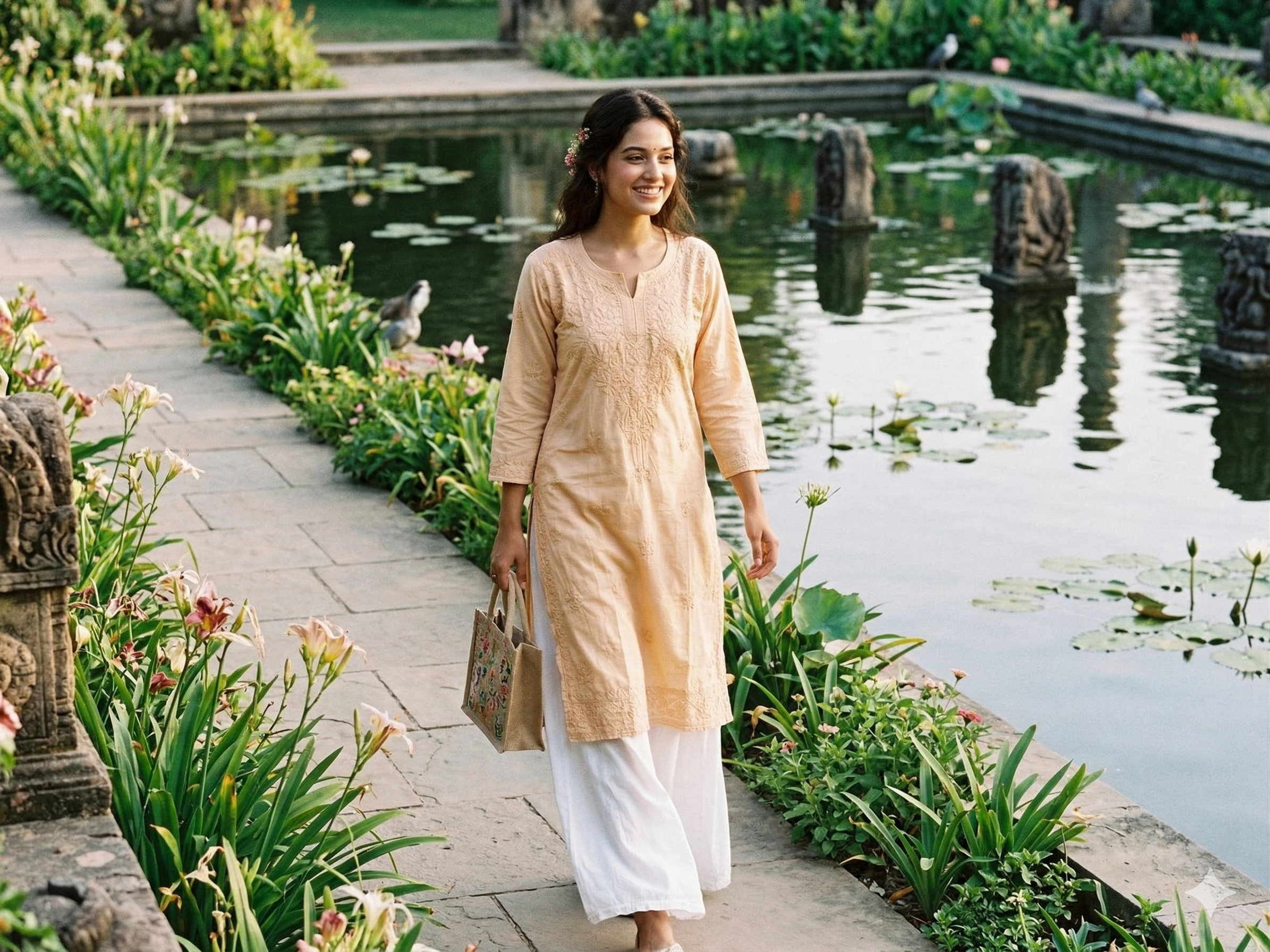 Rayon  Hand Embroidered Chikankari Medium Length kurti Top