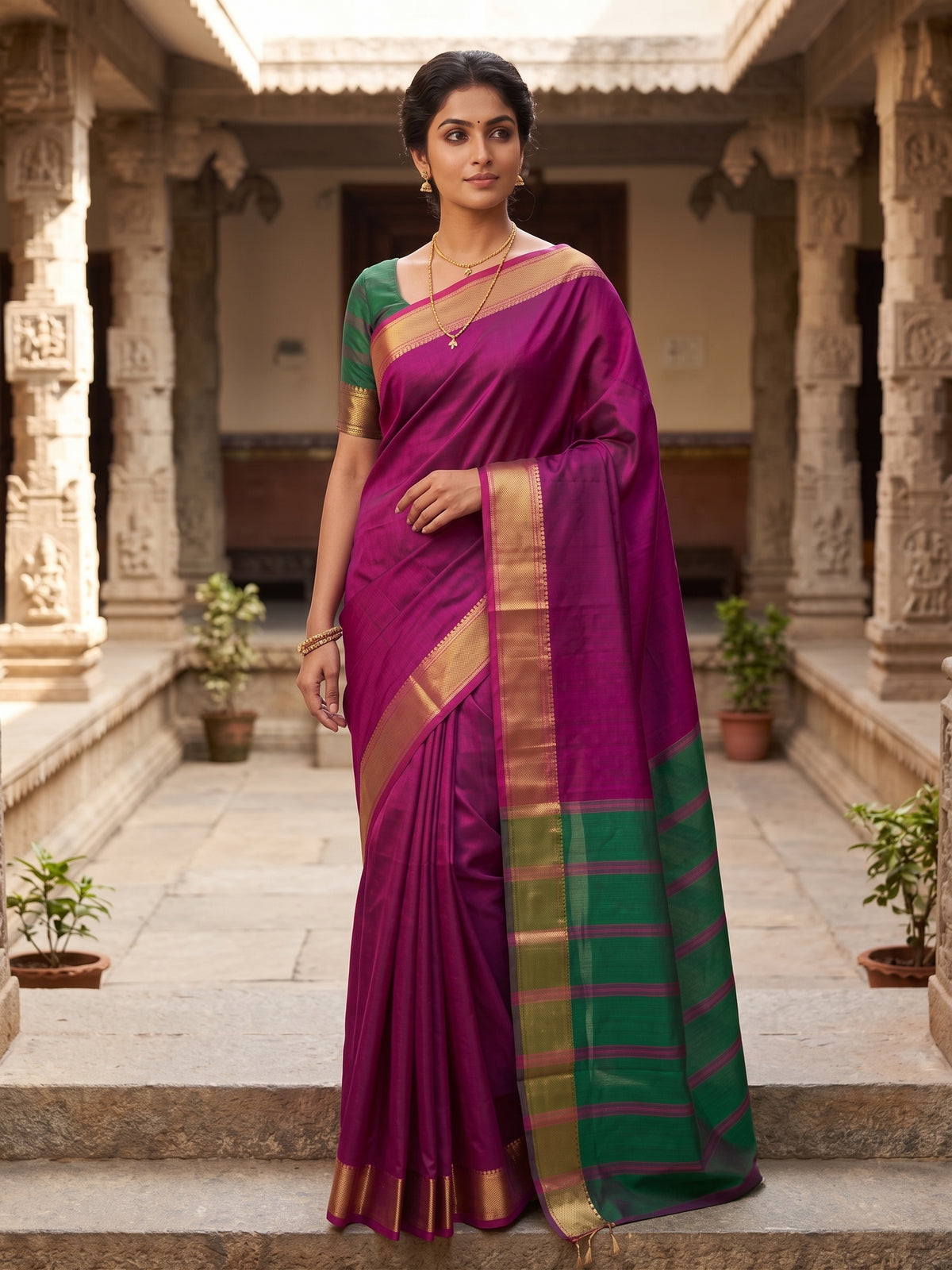 Emossed Design Soft Silk Saree with Contrast Pallu